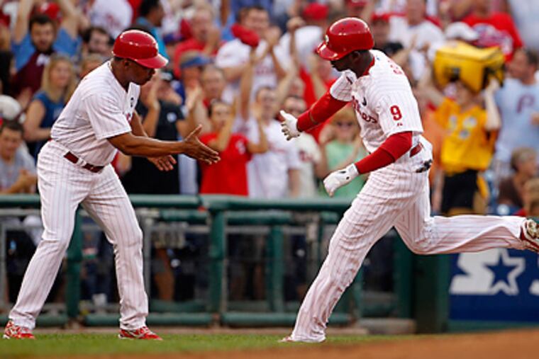 Domonic Brown's two-run home run in the second inning got the Phillies on the board. (Ron Cortes/Staff Photographer)
