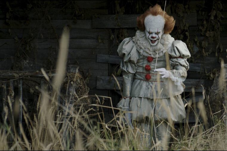 Bill Skarsgard in scene from the movie “It.”