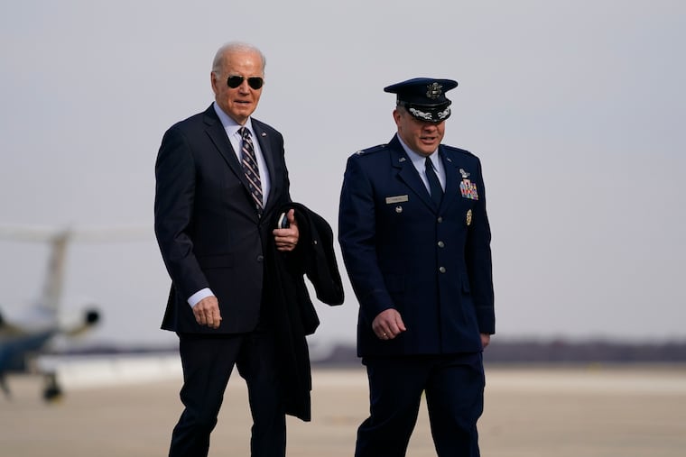 President Joe Biden walks to board Air Force One for a trip to Boston to attend campaign fundraisers, Tuesday, Dec. 5, 2023, in Andrews Air Force Base, Md.