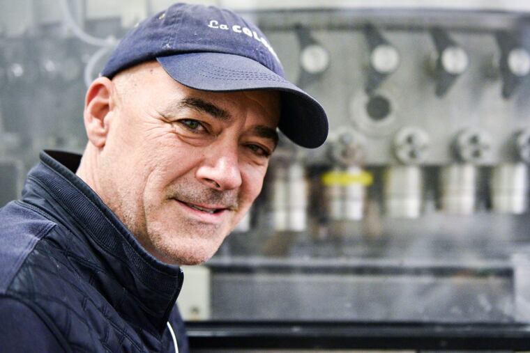 La Colombe chief executive Todd Carmichael at the company's plant where draft lattes are manufactured. The coffee beans are roasted in Philadelphia.