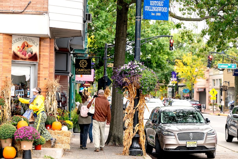 Pedestrians along Haddon Avenue walk toward the intersection with Collings Avenue in downtown Collingswood on Sunday, Sept. 29, 2024. The intersection will be upgraded as part of Camden County's $3.5 million pedestrian safety improvement project.
