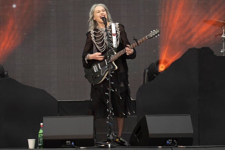 Phoebe Bridgers performs as the opening act for Taylor Swift's "The Eras Tour" on Friday, May 5, 2023, at Nissan Stadium in Nashville, Tenn. (AP Photo/George Walker IV)