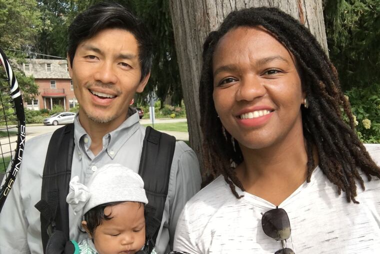 Never too young for tennis: Kevin, Sherilyn and baby Kara.
