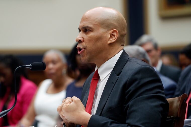 Democratic presidential candidate Sen. Cory Booker (D., N.J.) testifies about reparation for the descendants of slaves during a hearing before the House Judiciary Subcommittee on the Constitution, Civil Rights and Civil Liberties Wednesday. Later in the day, he demanded that former Vice President Joe Biden apologize for comments about working together with past senators who supported segregation.