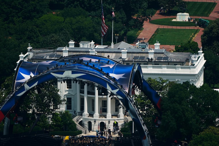 The arena for the UFC Freedom 250 fights is pictured on the South Lawn of the White House in Washington, Thursday, June 11, 2026.