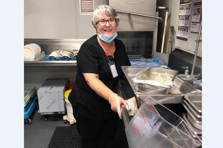 Mary Daniel, 57, took a job as a dishwasher at the assisted-living facility in Jacksonville, Fla., where her husband is a resident so she could see him during the pandemic.