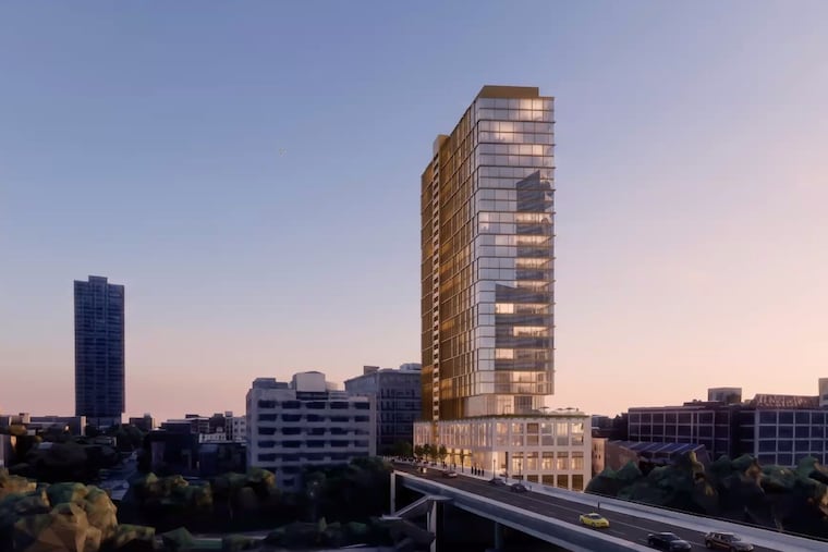 A rendering of PMC Property Group's proposed apartment tower at 24th and Walnut Streets.