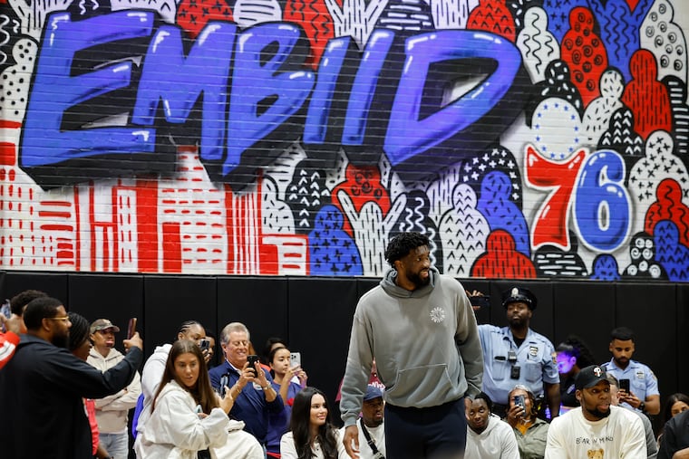 Joel Embiid said his late brother, Arthur, "is one of the reasons why I’m doing this," at the In Memory of Arthur block party for about 200 local kids on Friday.