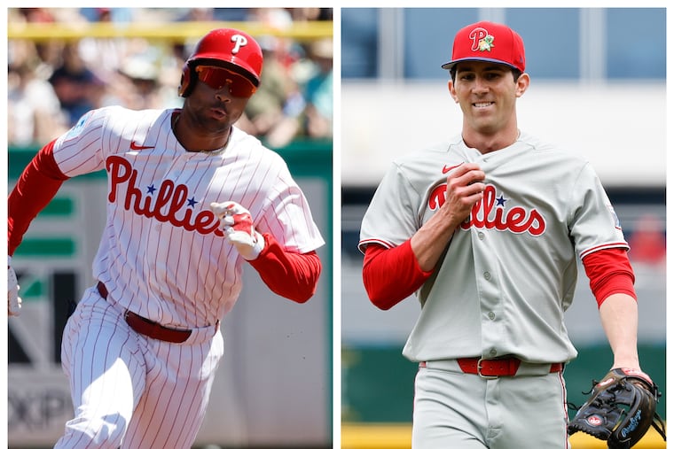 Rookies Justin Crawford (left) and Andrew Painter will add some youth to a veteran Phillies roster in 2026.