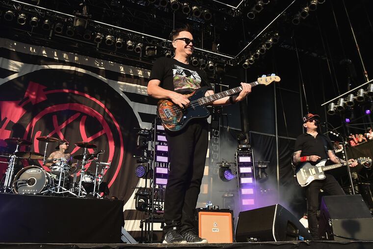Travis Barker, Mark Hoppus, and Matt Skiba of Blink-182 at the 2016 Firefly Music Festival in Dover, Del.