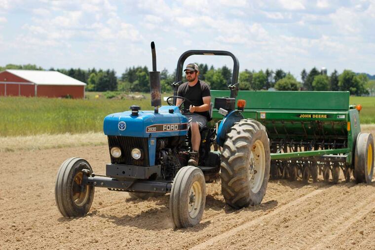 Farm manager Ross Duffield planted hemp on June 9, 2017 at the Rodale Institute’s property in Kutztown. It marked the first time the plant has been legally sown in 80 years.