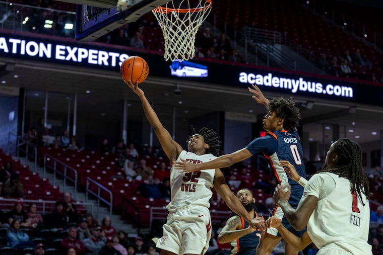 Temple’s Jordan Mason finished with a double-double in a 76-57 win over UTSA on Saturday.