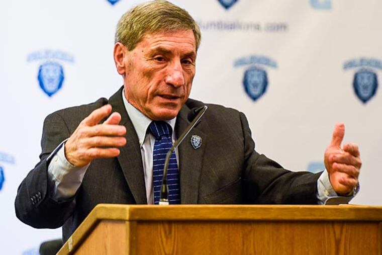 Columbia head football coach Al Bagnoli speaks during a press conference at Columbia University on February 24, 2015 in New York.