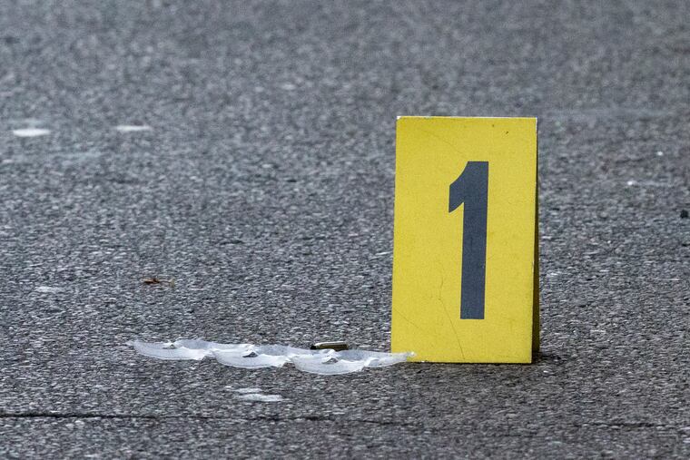 A shooting scene on North 10th Street in Philadelphia on Wednesday. Gun violence continued on the weekend with shootings in nearly half a dozen Philadelphia neighborhoods on Saturday night, leaving at least five people injured.