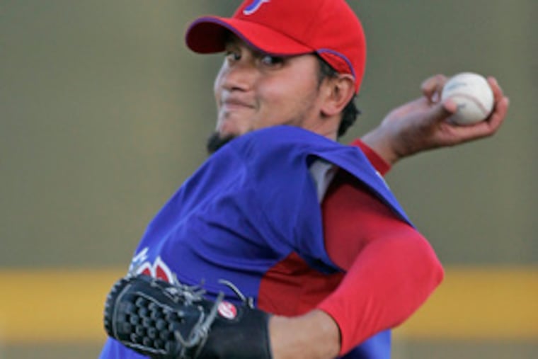 Freddy Garcia was rained out of his Phillies debut yesterday against the Astros. The righthander, who opened the season on the disabled list, will get a second shot at his first start tonight against the Mets - weather permitting.