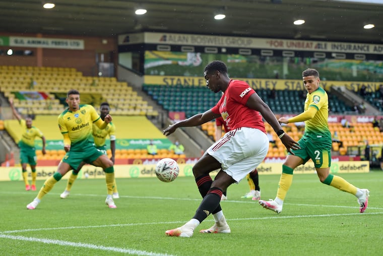 Manchester United's Paul Pogba on the ball during last Saturday's FA Cup win over Norwich City.