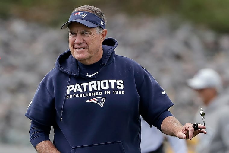 Coach Bill Belichick during a practice in 2019 with the New England Patriots.