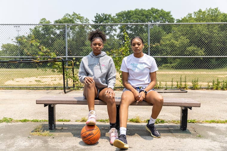 Sisters Taylor Linton, 13, left, and Cire Worley, 18, righ), of Germantown wearing their clothing brand “Bucket Get (Her)”.