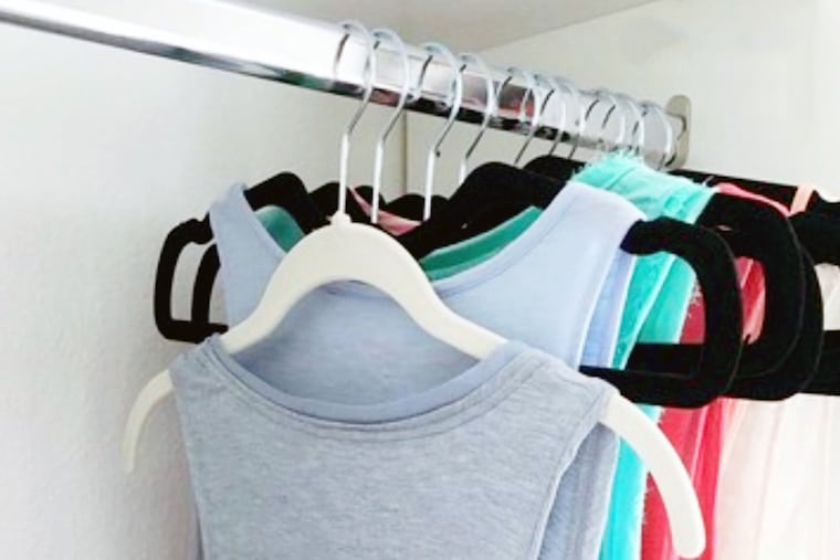 Higher Hangers hold clothes closer to the closet rod than typical slouching hangers.