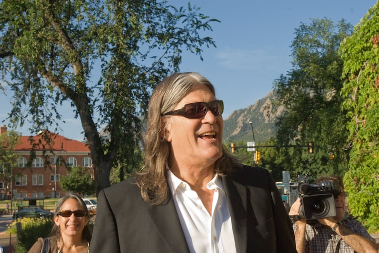 Ward Churchill, a University of Colorado professor, arrives for a Board of Regents meeting regarding recommendations for his dismissal in Boulder, Colo., July 24, 2007. Churchill, whose firing by the University of Colorado in 2007 led to a lawsuit that became a landmark case about academic freedom and free speech, has died.