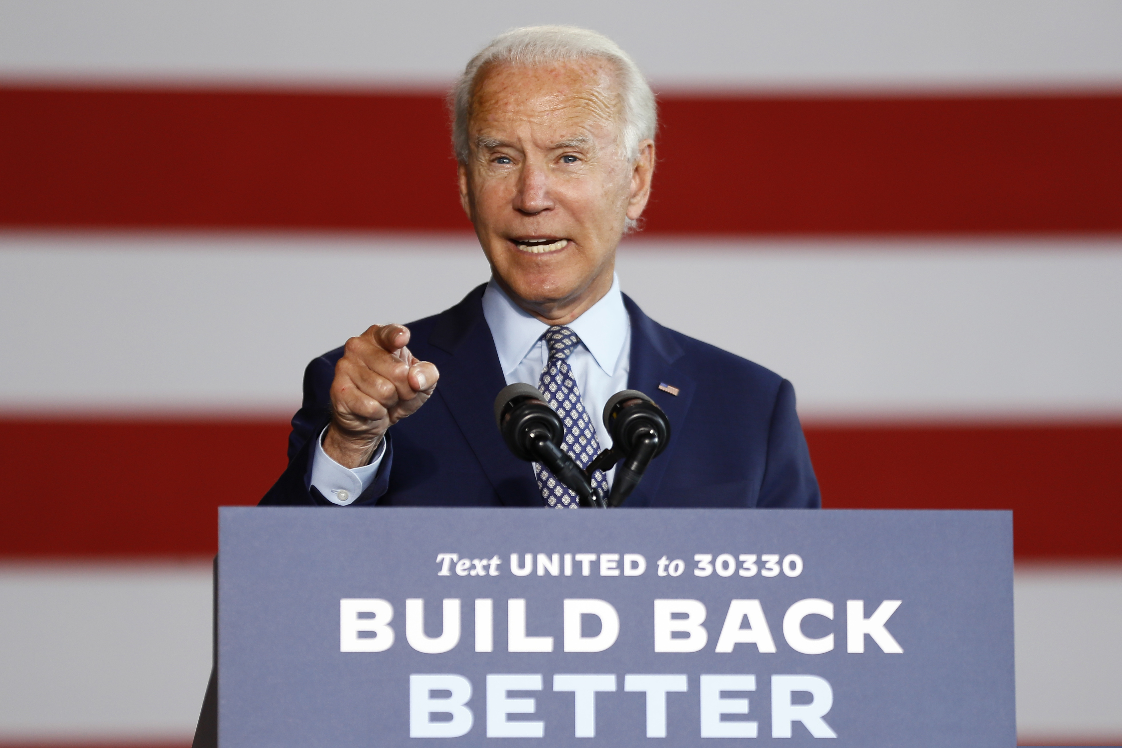 Former Vice President Joe Biden at McGregor Industries in Dunmore, Pa., on July 9, 2020.