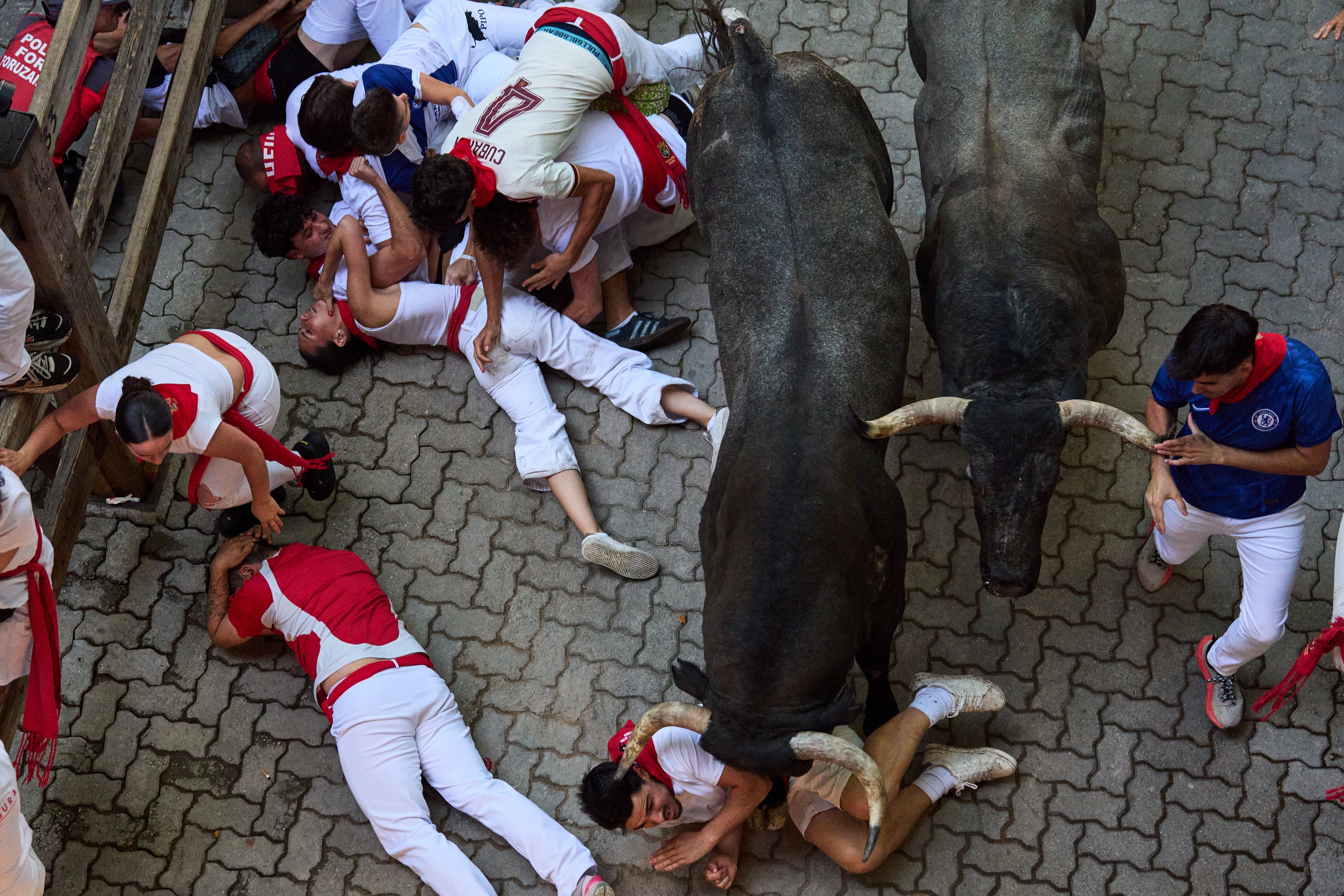 One runner gored in the face at Spain's San Fermin bull run festival