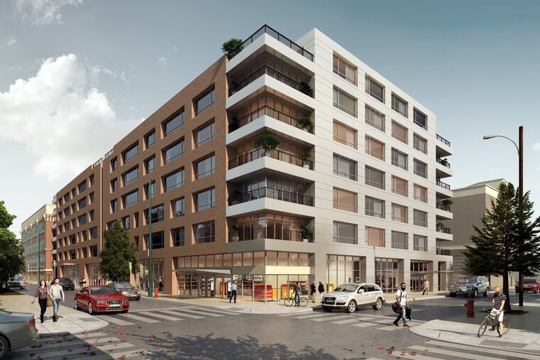 Artist's rendering of apartment building planned for city-owned site at 11th and Reed Streets that developer Alterra Property Group plans to acquire.