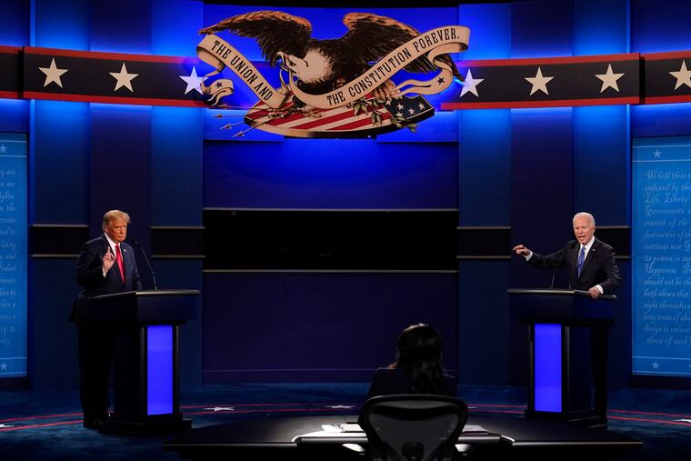 President Donald Trump and Democratic presidential candidate Joe Biden participate in the final presidential debate.