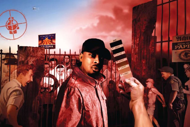 A digital collage by the rapper Chuck D is part of the exhibit.