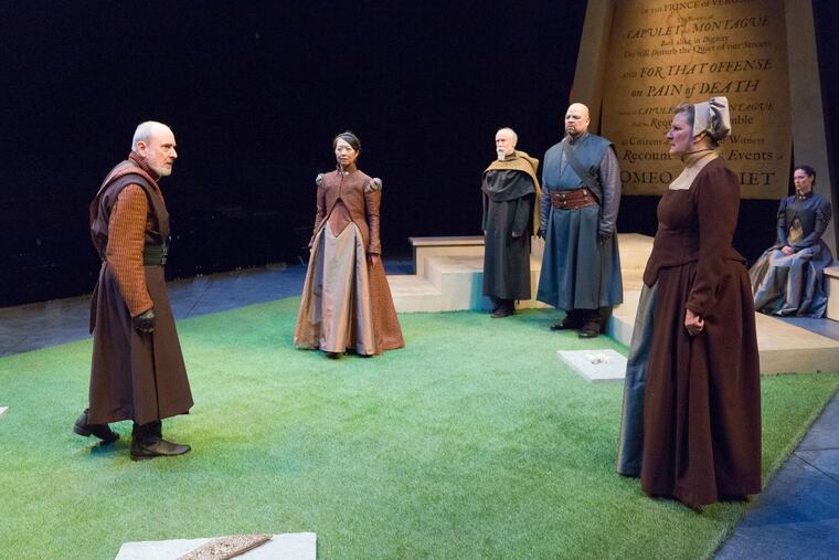 The cast of “Romeo and Juliet: A Requiem,” through May 27 at People’s Light in Malvern.