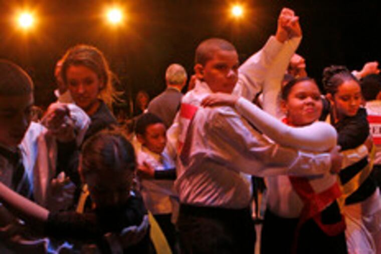 Fifth graders in the Dancing Classrooms Philly program show their mastery at the Merriam.