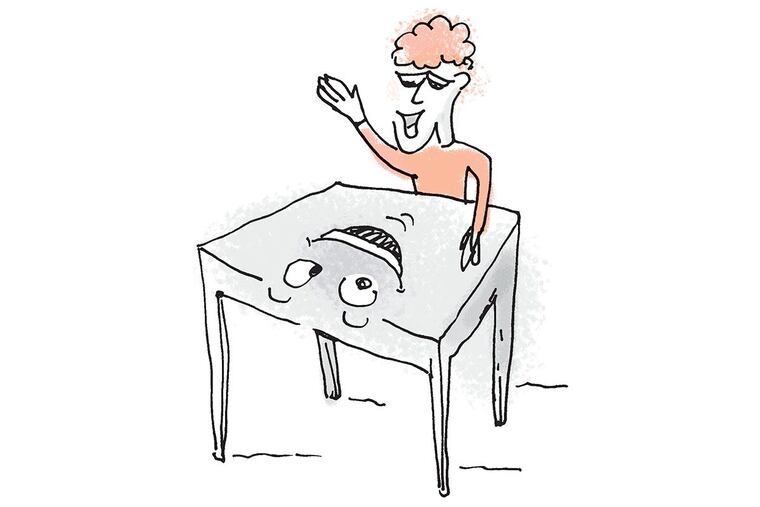 When asked if he’d like to order something for the table, Michael Klein embarrasses friends by asking: “Table! Are you hungry?”