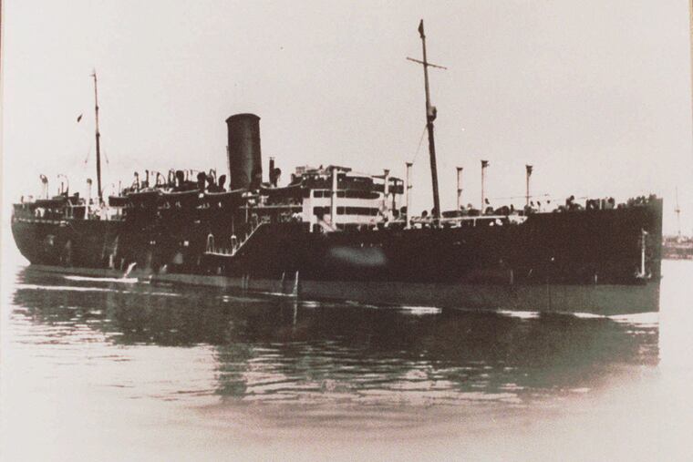 This is an undated photo of the H.M.T. Rohna, the ship that was sunk by Germans 16 miles off the coast of Algeria Nov. 26, 1943. Of the 1981 troops aboard only 966 survived. (AP Photo/Julie Hunter)
