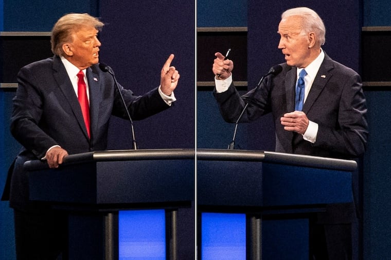 President Donald Trump and Joe Biden debate in November 2020 in Nashville.