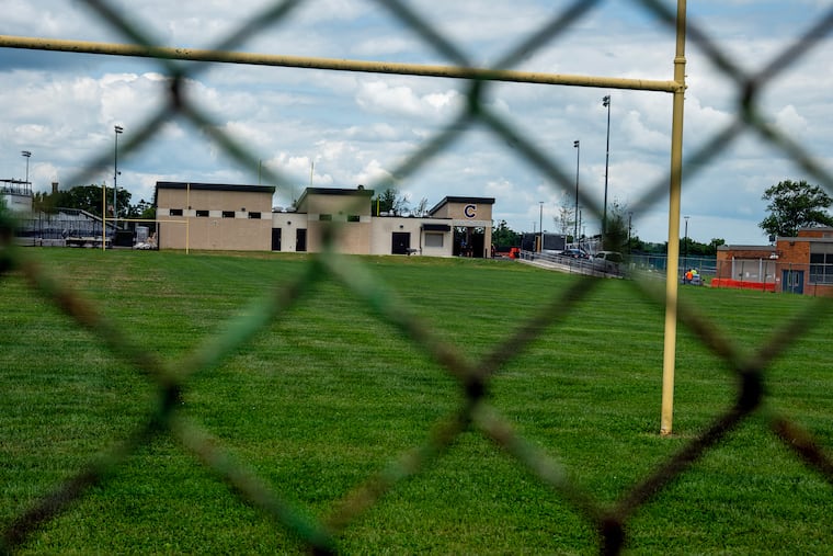 The football practice field and stadium at Cheltenham High School in Wyncote, Montgomery County, Wednesday, July 29, 2026.