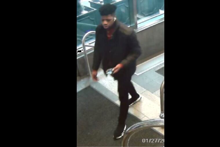 Philadelphia police released this image of a suspect in the theft of a backpack that reportedly contained approximately $500,000 worth of jewelry from the Sofitel Hotel in Center City around 10:30 a.m. Monday, Jan. 27.