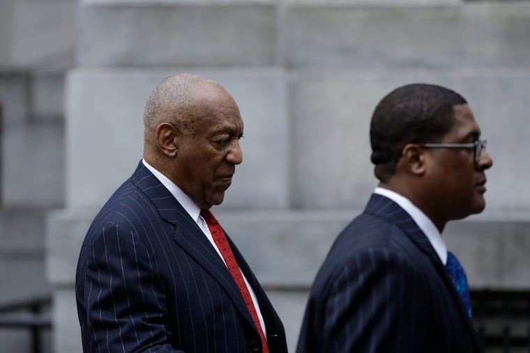 Bill Cosby arrives for a pretrial hearing in his sexual assault case, Friday, March 30, 2018, at the Montgomery County Courthouse in Norristown, Pa.