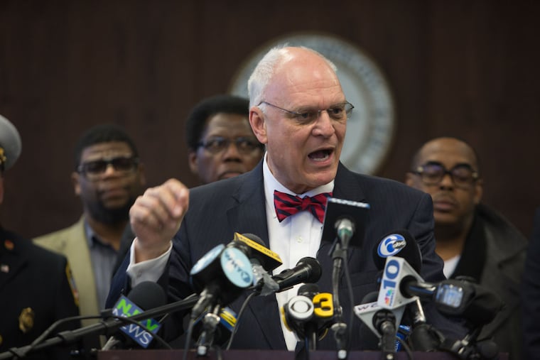 Atlantic City Mayor Don Gaurdian holds a press conference at City Hall in Atlantic City, NJ, on April 6, 2016.
