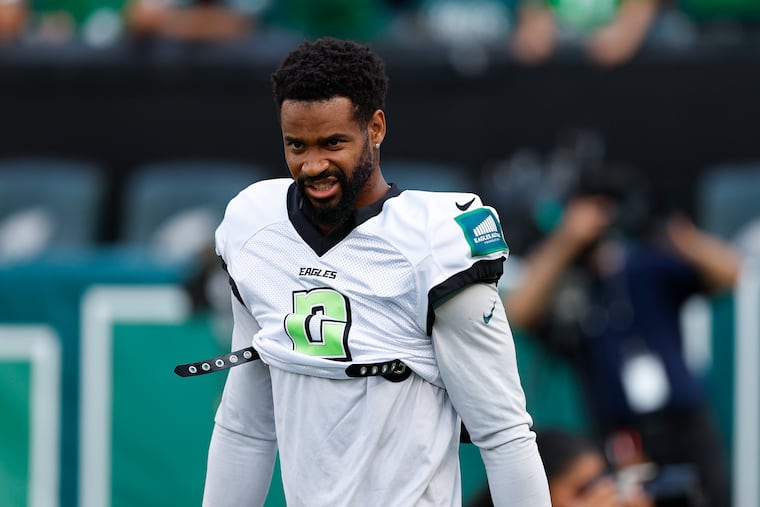 Veteran cornerback Darius Slay occasionally gets workload repetitions off at Eagles training camp. He remains a valuable starter.