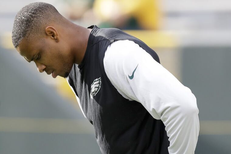 Jordan Matthews finished practice, but left with trainers afterward because of an apparent chest injury.