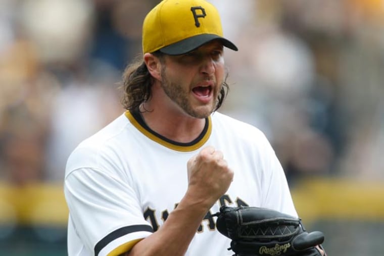 Pirates relief pitcher Jason Grilli reacts after getting Houston Astros' Jose Altuve to ground out to end the game in the ninth inning of the baseball game on Sunday, May 19, 2013, in Pittsburgh. The Pirates won 1-0. (Keith Srakocic/AP)