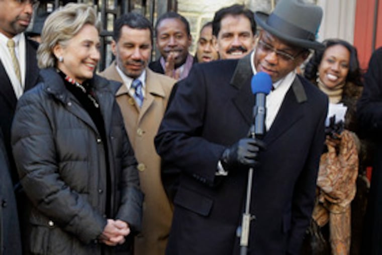 Sen. Hillary Rodham Clinton visited Abyssinian Baptist Church in Harlem, where the Rev. Calvin Butts endorsed her.