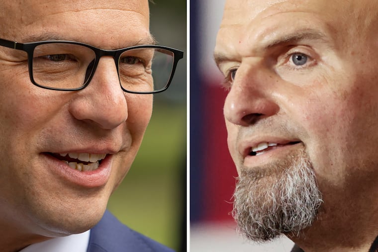 Democratic candidate for Pennsylvania governor Josh Shapiro (left) and U.S. Senate Democratic candidate John Fetterman