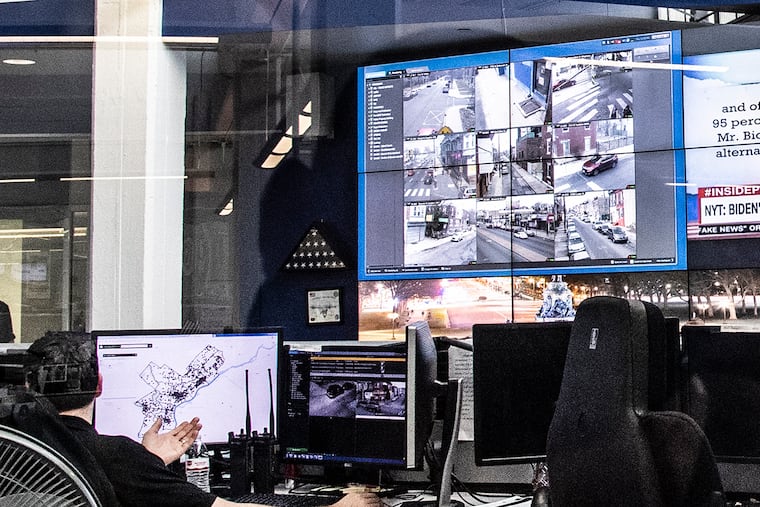The real time crime command center is shown, in the Anti-Terrorism unit building in South Philadelphia.