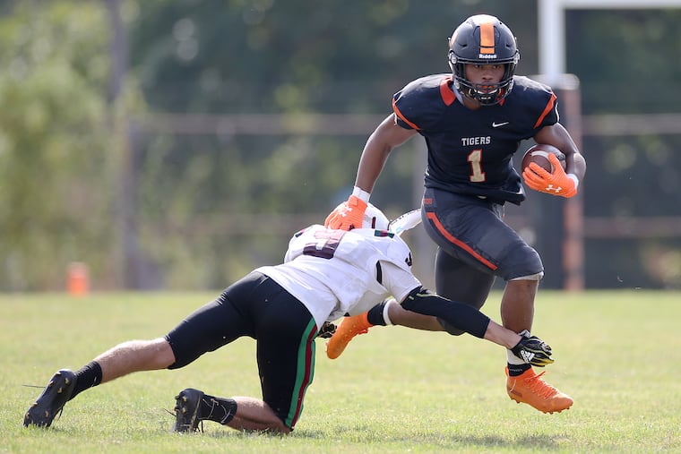 The Tigers' Muheem McCargo (1) is the 4th-ranked running back in New Jersey, according to 247 sports.com.