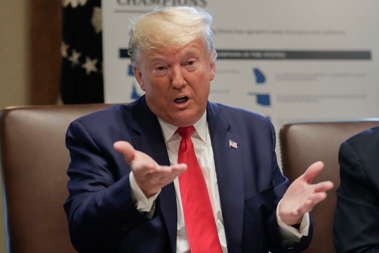 President Donald Trump speaking during a Cabinet meeting in the Cabinet Room of the White House, Monday, Oct. 21.