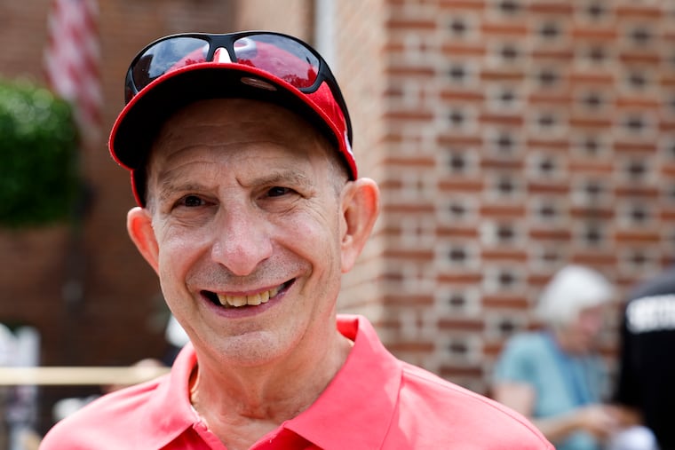 Mark Carfagno speaks with a reporter outside of the National Baseball Hall of Fame and Museum on Saturday, July 26, 2025 in Cooperstown, N.Y. On Sunday, Dick Allen, Dave Parker, CC Sabathia, Ichiro Suzuki and Billy Wagner will be inducted in the Hall of Fame.