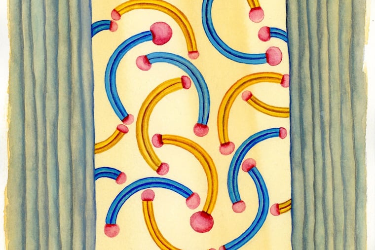 A selection from Rochelle Toner's watercolor "Tease" (2010), at the Print Center #submittedImage