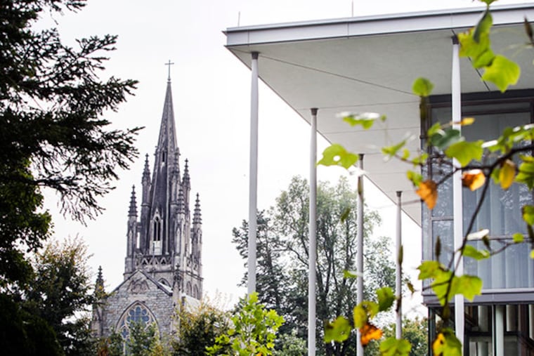On Thursday October 3, 2013, Irvine Memorial Chapel, left and Burgin Center for the Arts, right, at Mercersburg Academy, which is benefiting from a generous gift of $100 million from alumnus Deborah Simon. It's the second highest gift to an independent school. ( Ed Hille / Staff Photographer )