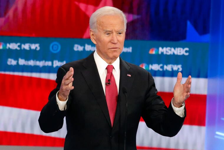 Former Vice President Joe Biden speaks during a Democratic presidential primary debate Wednesday in Atlanta. Friday he erupted over his longtime friend, South Carolina Sen. Lindsey Graham.